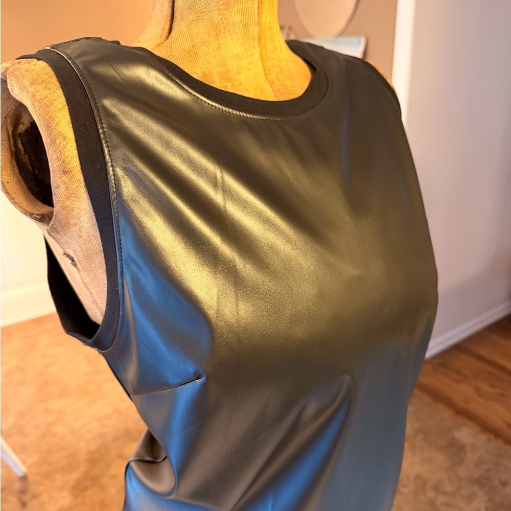 Elegant Black Faux Leather Tank Top - Picture 5 of 8